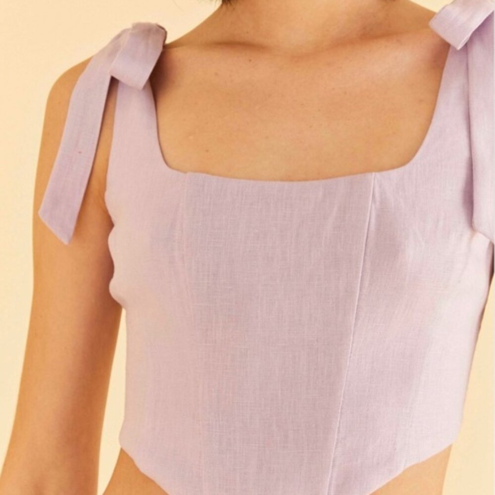Farm Rio Lilac Linen Corset Top